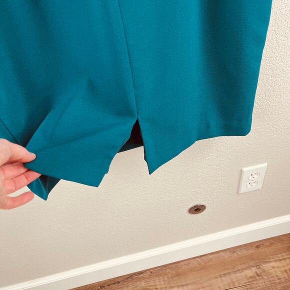 Harper Rose Teal Career Back Vent Sleeveless Tie Neck Sheath Mini Dress 12 NWOT - Picture 10 of 13